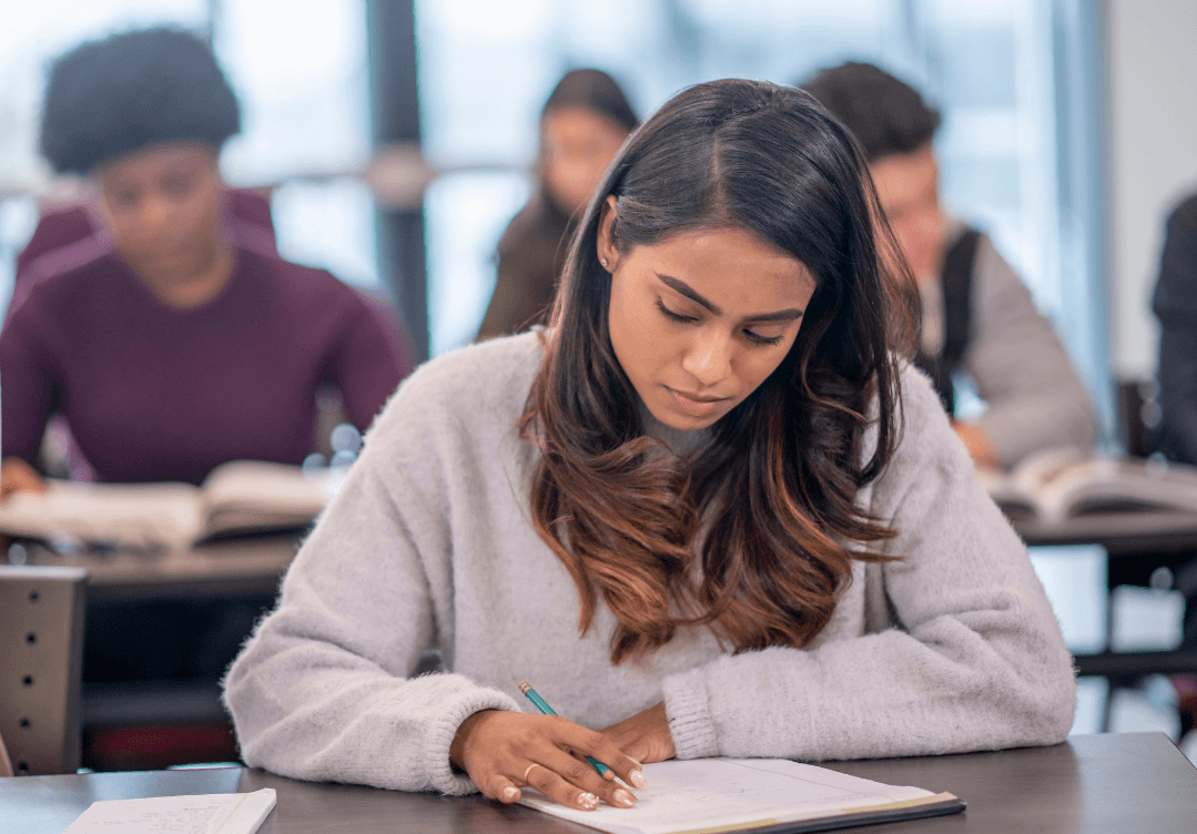 Students studying in a classroom